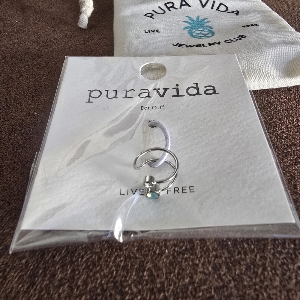 Pura Vida Silver Ear Cuff with Turquoise Accent